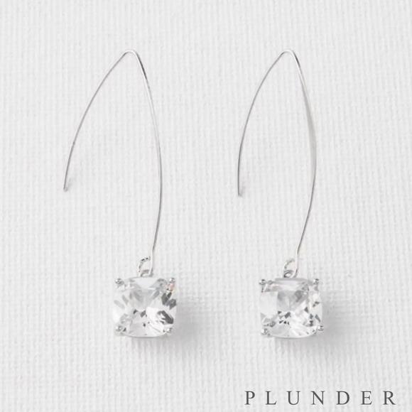 New Plunder "Joyful" Silver Crystal Gem Earrings (1.75") - Picture 1 of 6